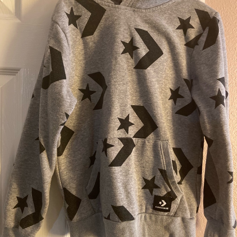 Converse BOY grey logo hoodie size MEDIUM